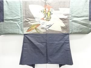 アンティーク　役者に盃模様肩裏本場村山泥大島紬男物羽織